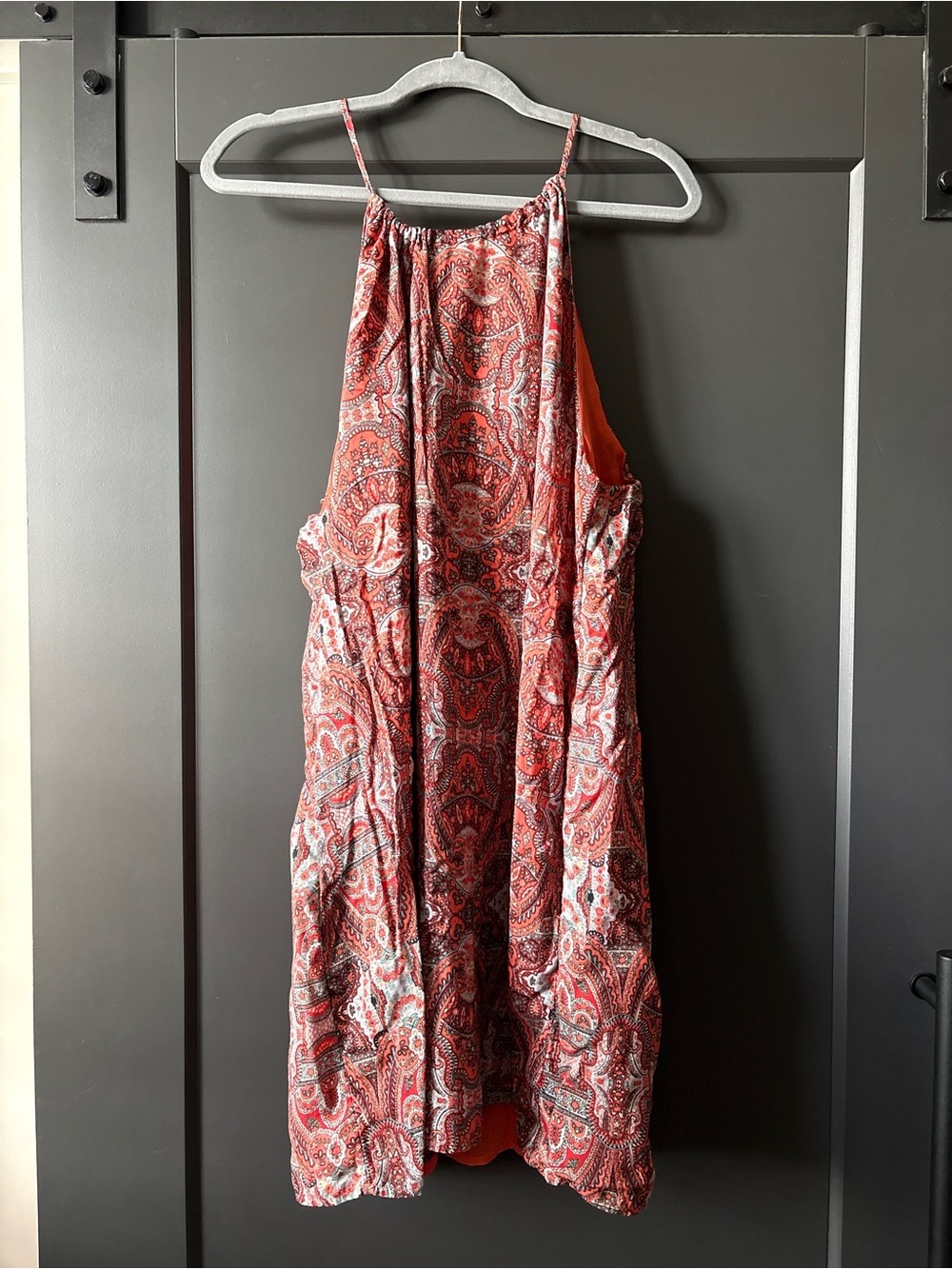 Lucky Brand Red Paisley Halter Mini Dress